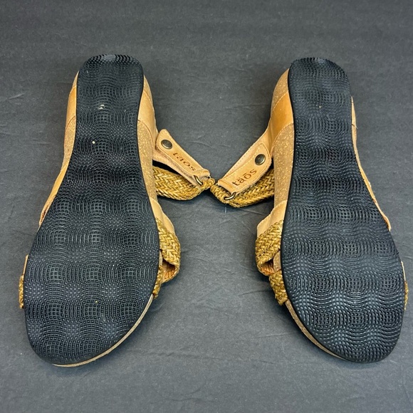 Taos Fabulous Slide with Cork Wedge Heel Size 7- 7.5 Sandals Tan Leather - Picture 11 of 11